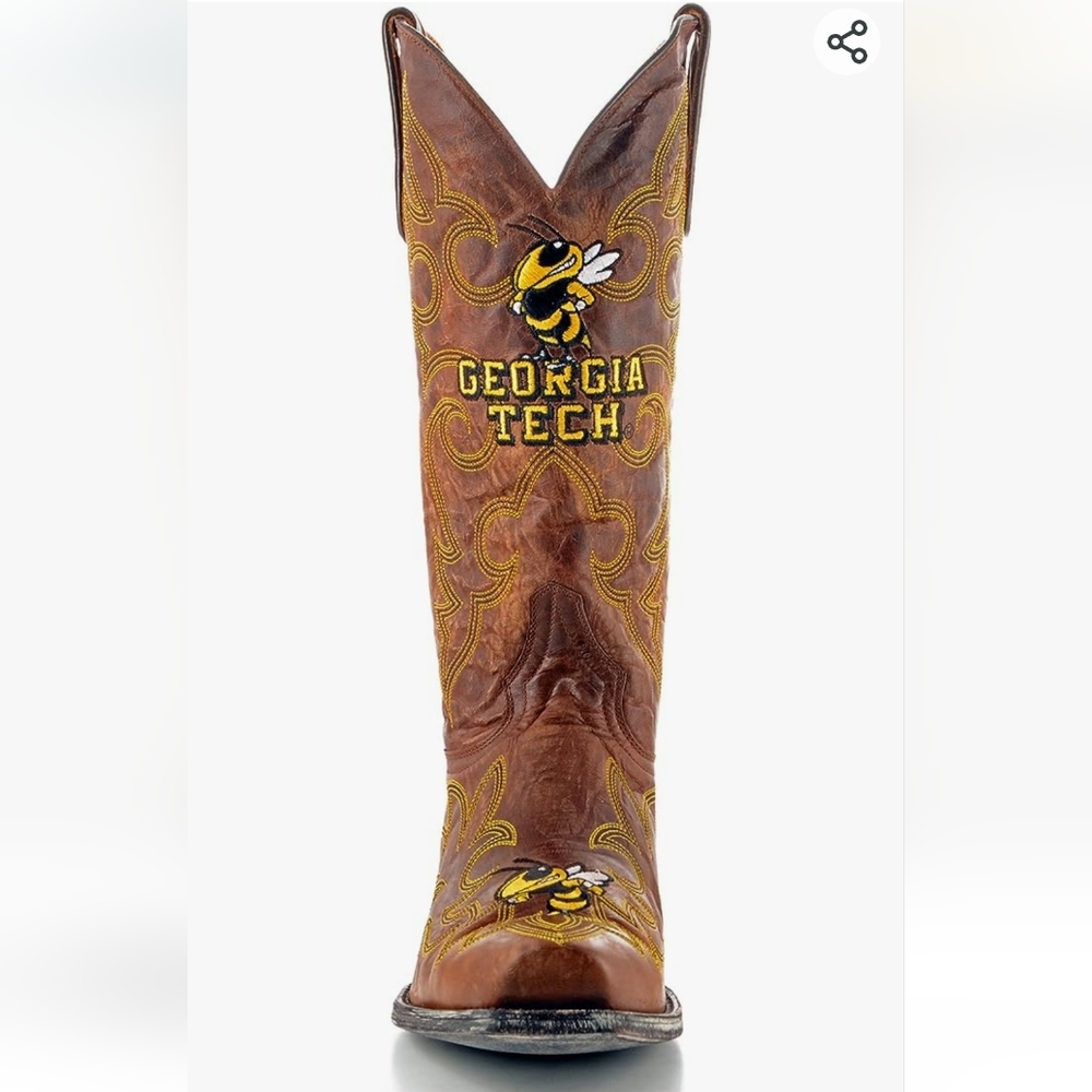 NWT Men's Georgia Tech Yellow Jackets Brass Leather Gameday Cowboy Boots